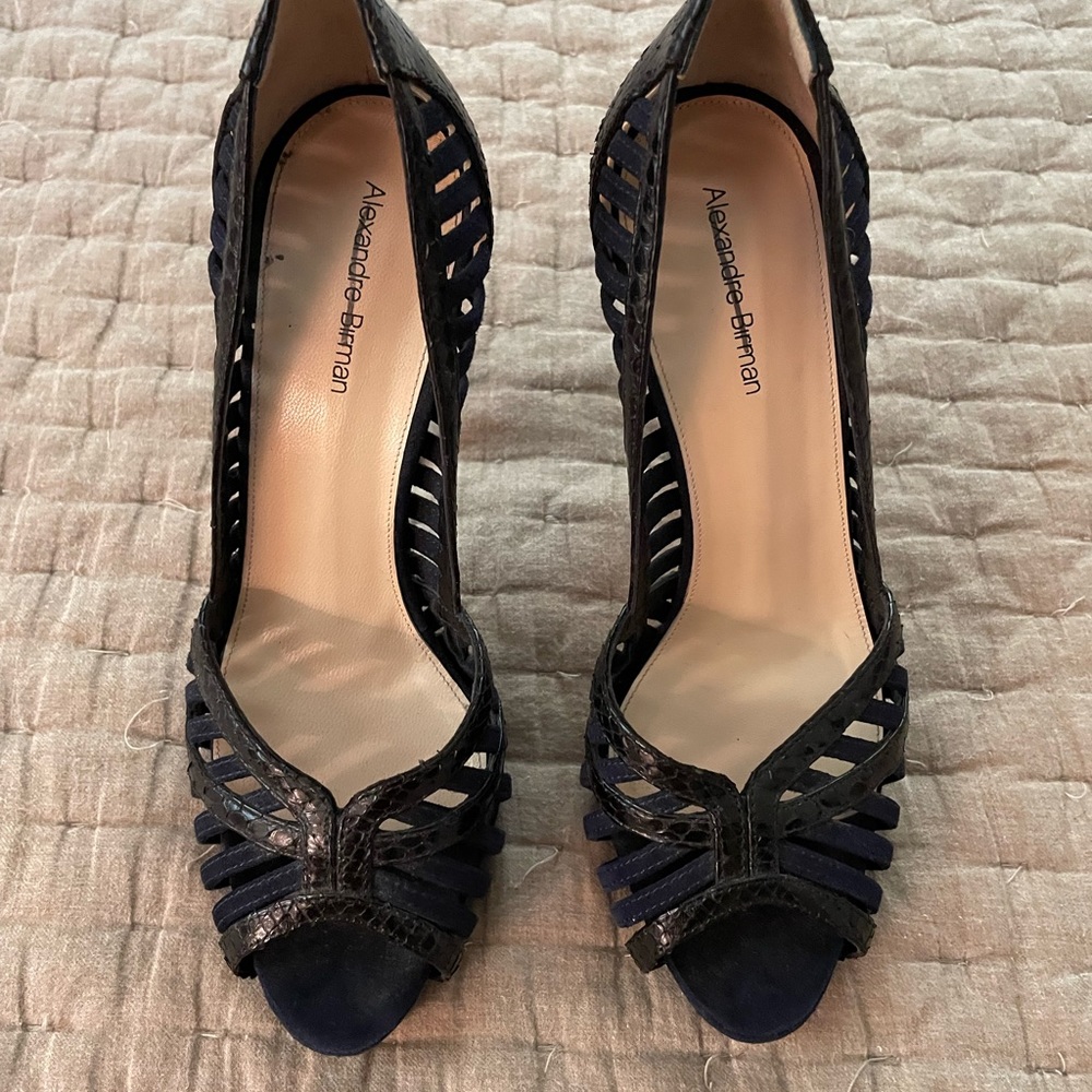 Alexandre Birman Black/Blue Python Suede Heels, S… - image 8